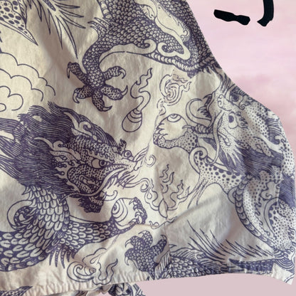 Tree of Life Dragon Print Tie-Back Crop Top - Size S
